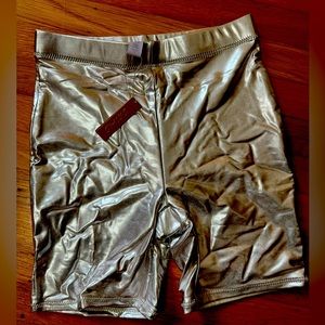METALLIC SWIM MID WAIST SHORT | NICKEL